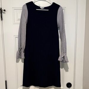 Crown & Ivy Navy Dress with Striped Accent Sleeves